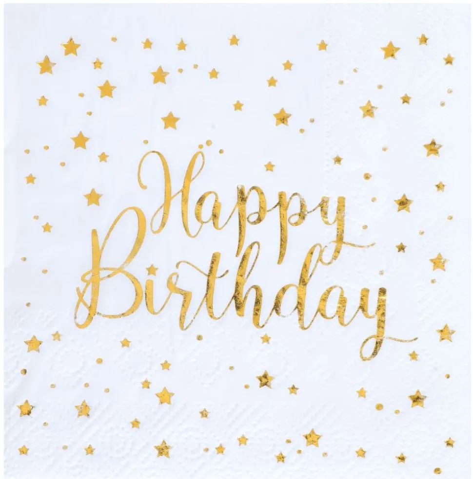Servietten "Happy Birthday" weiß 20 Stück