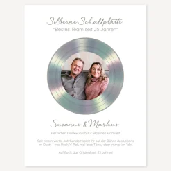 Silberhochzeit Geschenk Schallplatte "Bestes Team"