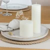 Stumpenkerze mit Rillen creme 15 cm