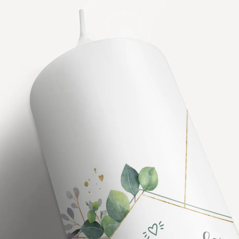 Taufkerze Aquarell Eukalyptus Zweige