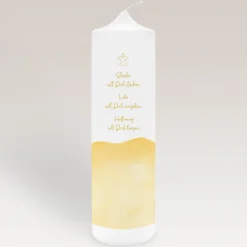 Taufkerze Aquarell mit Engel gold-gelb