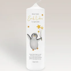 Taufkerze Fröhlicher Pinguin