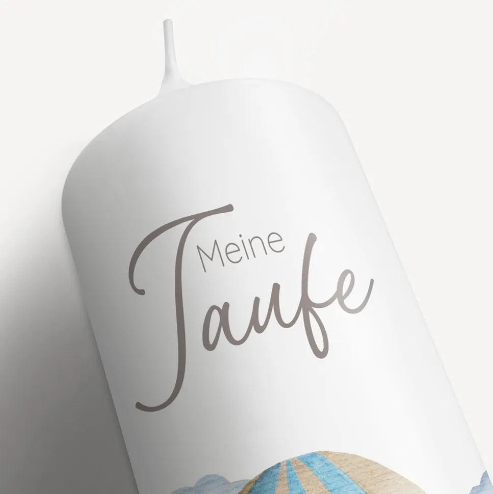 Taufkerze Heißluftballon mit Wimpelkette