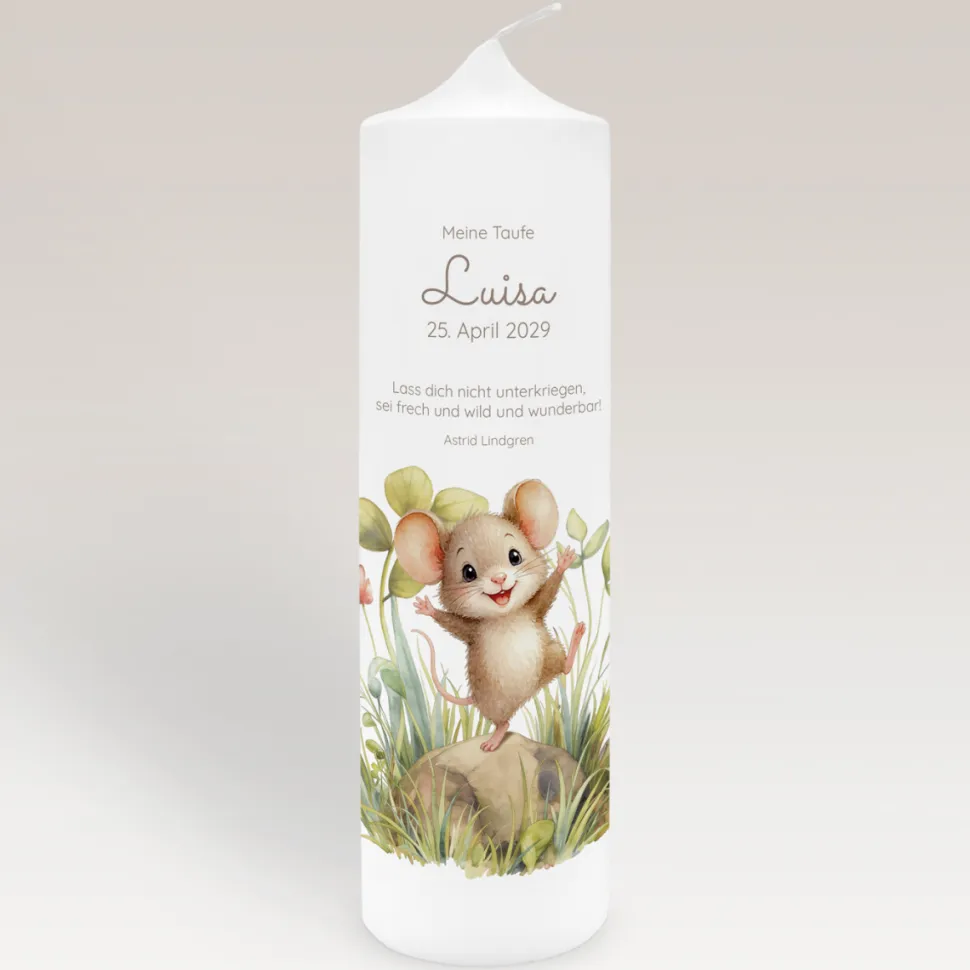 Taufkerze Kleine Maus