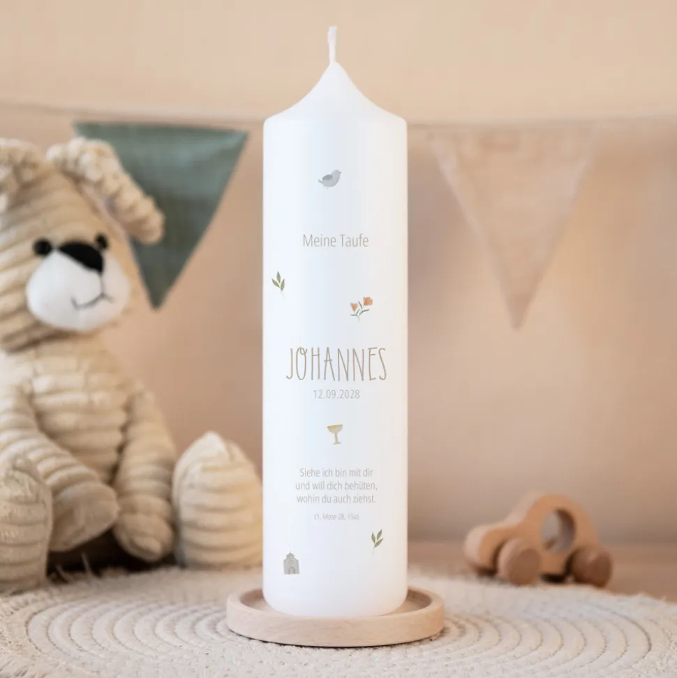 Taufkerze Kleine Symbole