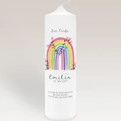 Taufkerze Regenbogen Vintage