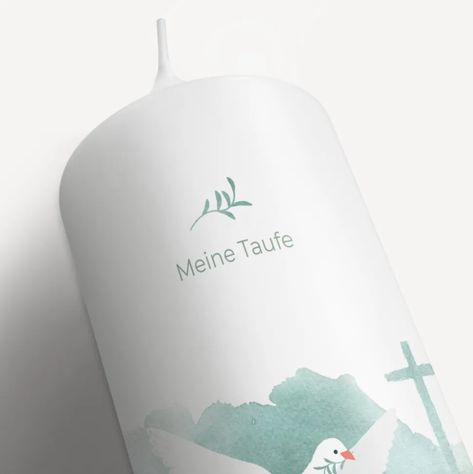 Taufkerze Taube mint