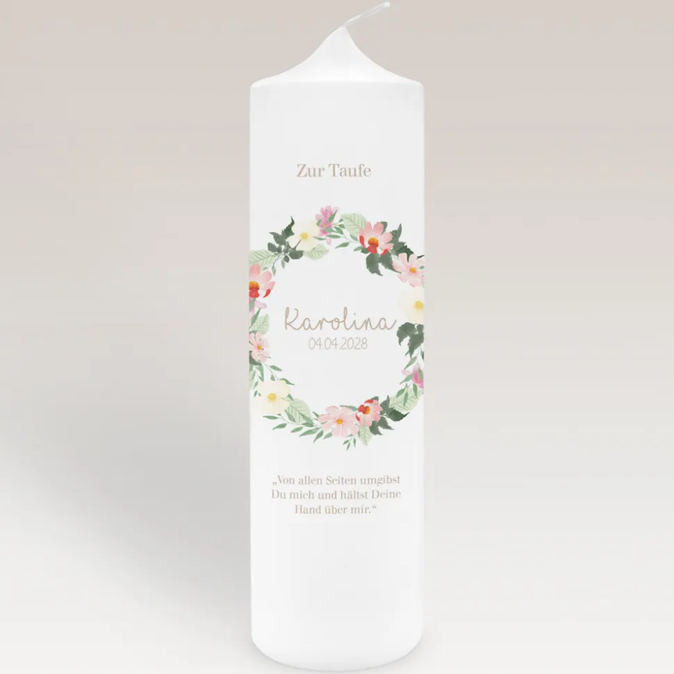 Taufkerze Trockenblumen Blush