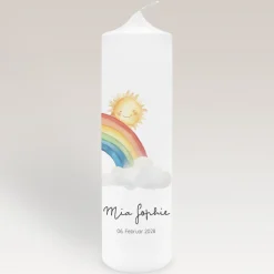 Taufkerze Wolke mit Regenbogen