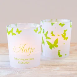 Tischkarte Geburtstag Windlicht Schmetterling