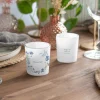 Tischkarte Windlicht "Blütenkranz blau" inkl. Glas