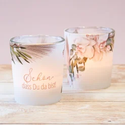 Tischkarte Windlicht Boho Pampas inkl. Glas