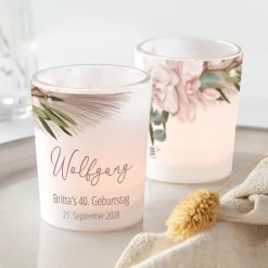 Tischkarte Windlicht Boho Pampas inkl. Glas
