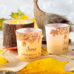 Tischkarte Windlicht Herbstlicht inkl. Glas