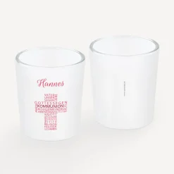 Tischkarte Windlicht Kommunion Mädchen "Kreuz Modern" inkl. Glas