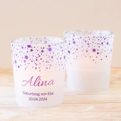 Tischkarte Windlicht Pünktchenregen inkl. Glas