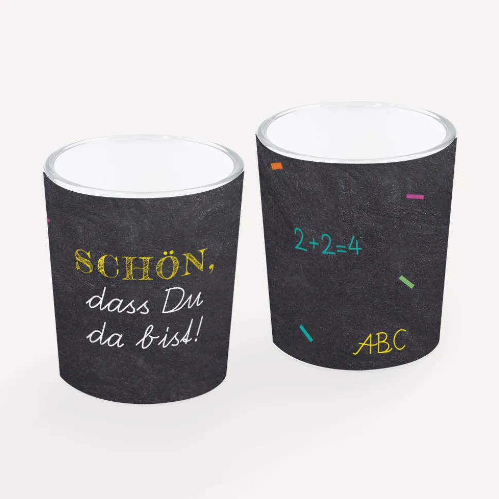 Tischkarte Windlicht "Schulfreuden" inkl. Glas