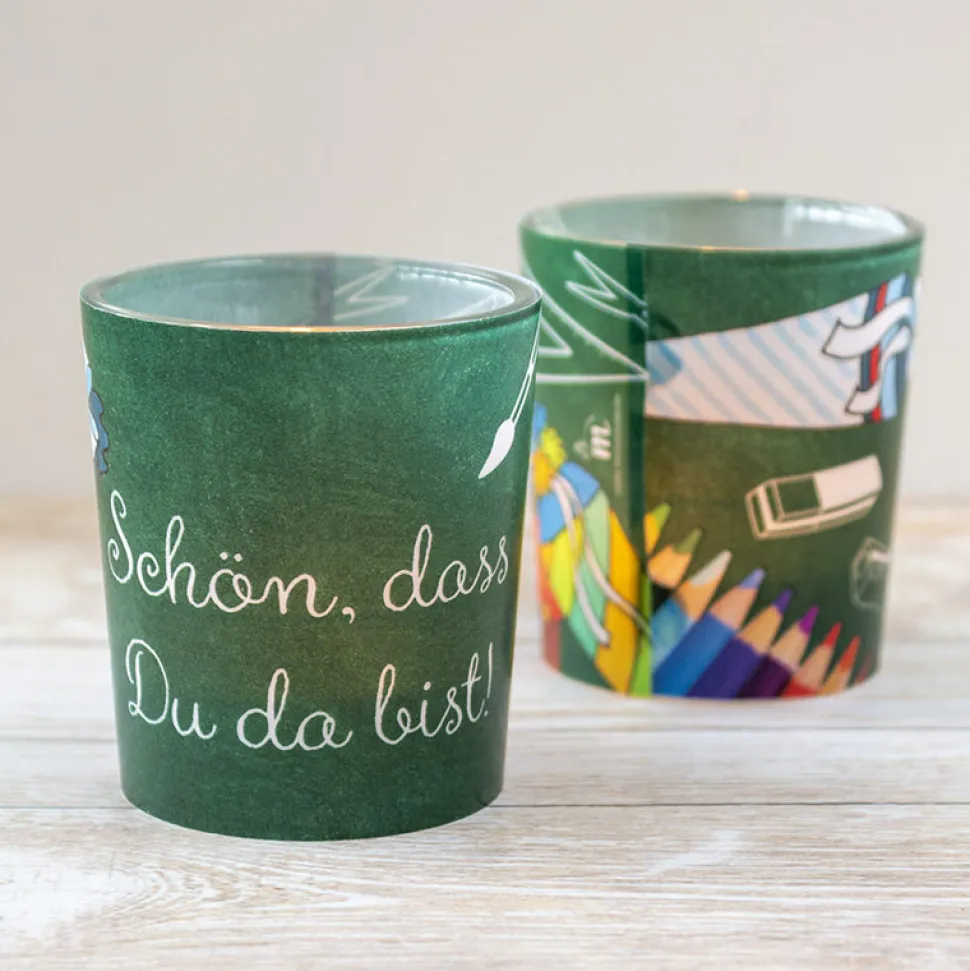 Tischkarte Windlicht "Stifte" inkl. Glas