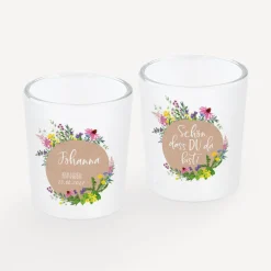 Tischkarte Windlicht "Wildblumen" inkl. Glas