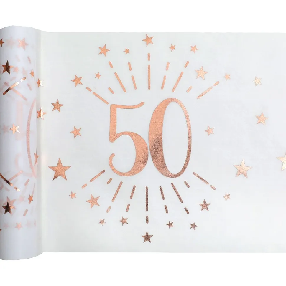 Tischläufer 50. Geburtstag roségold 30 cm x 5 m