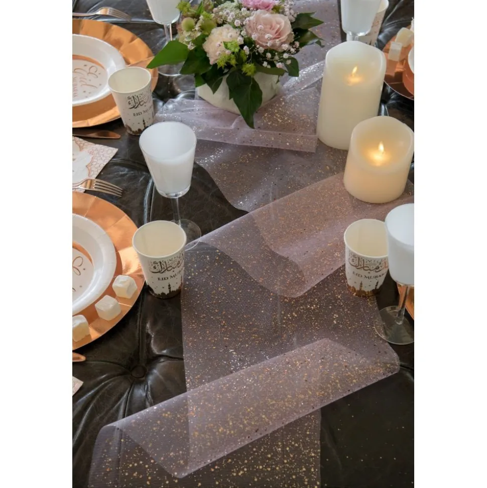 Tischläufer Glitzer rosa-roségold 30 cm x 5 m