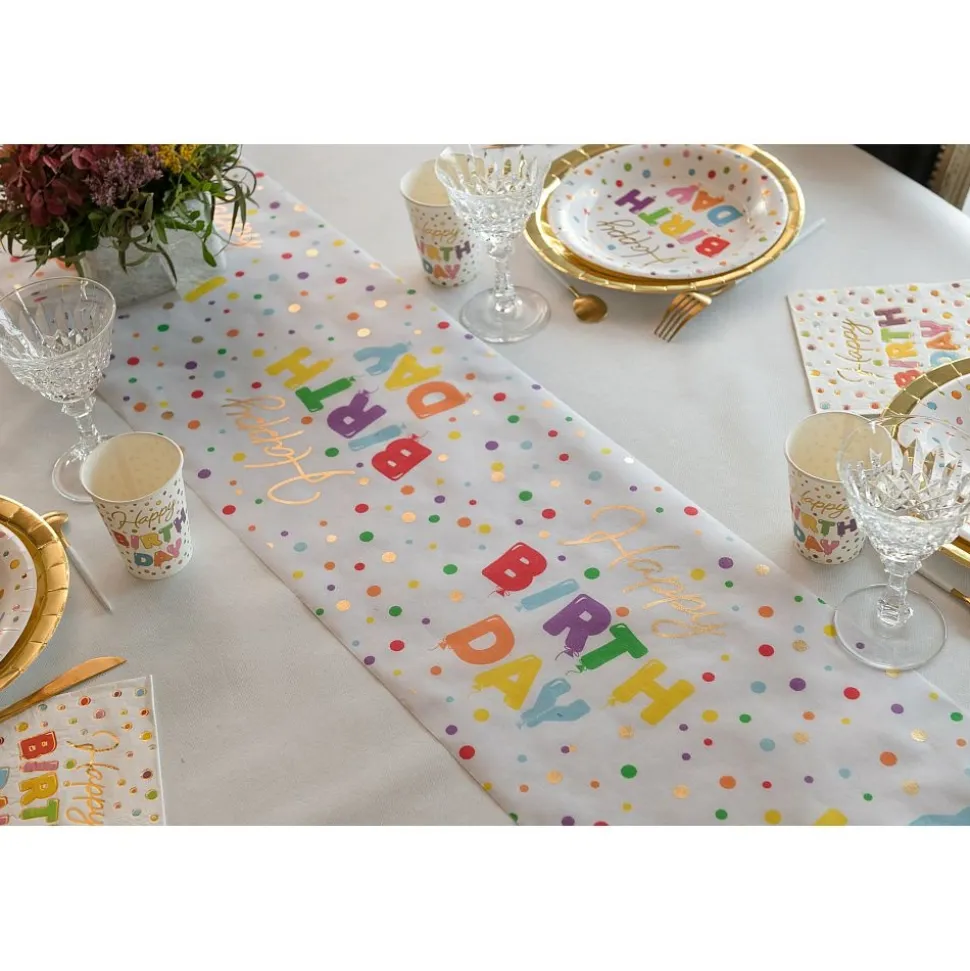 Tischläufer "Happy Birthday" bunt 28 cm x 3 m