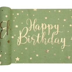 Tischläufer "Happy Birthday" olivgrün 28 cm x 3 m