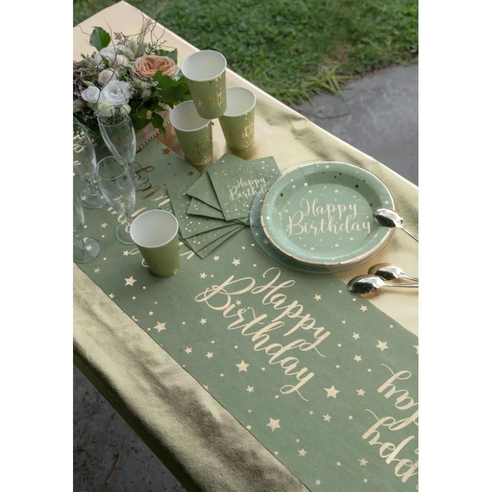 Tischläufer "Happy Birthday" olivgrün 28 cm x 3 m