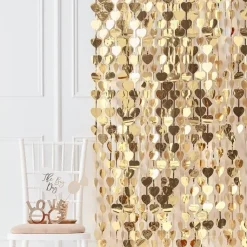 Vorhang Herzen gold metallic 1 m x 2,5 m