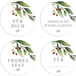 Weihnachtsaufkleber Mistelzweig 48 Stück