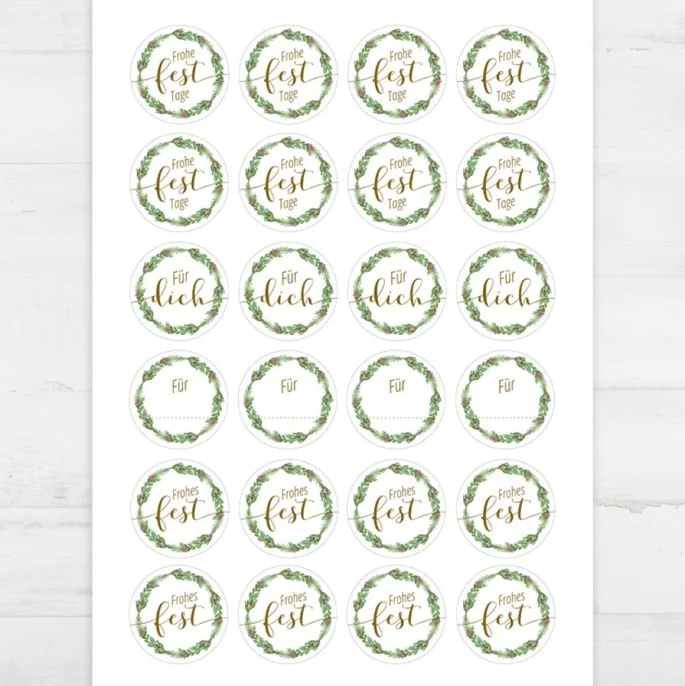 Weihnachtsaufkleber Mistelkranz 48 Stück