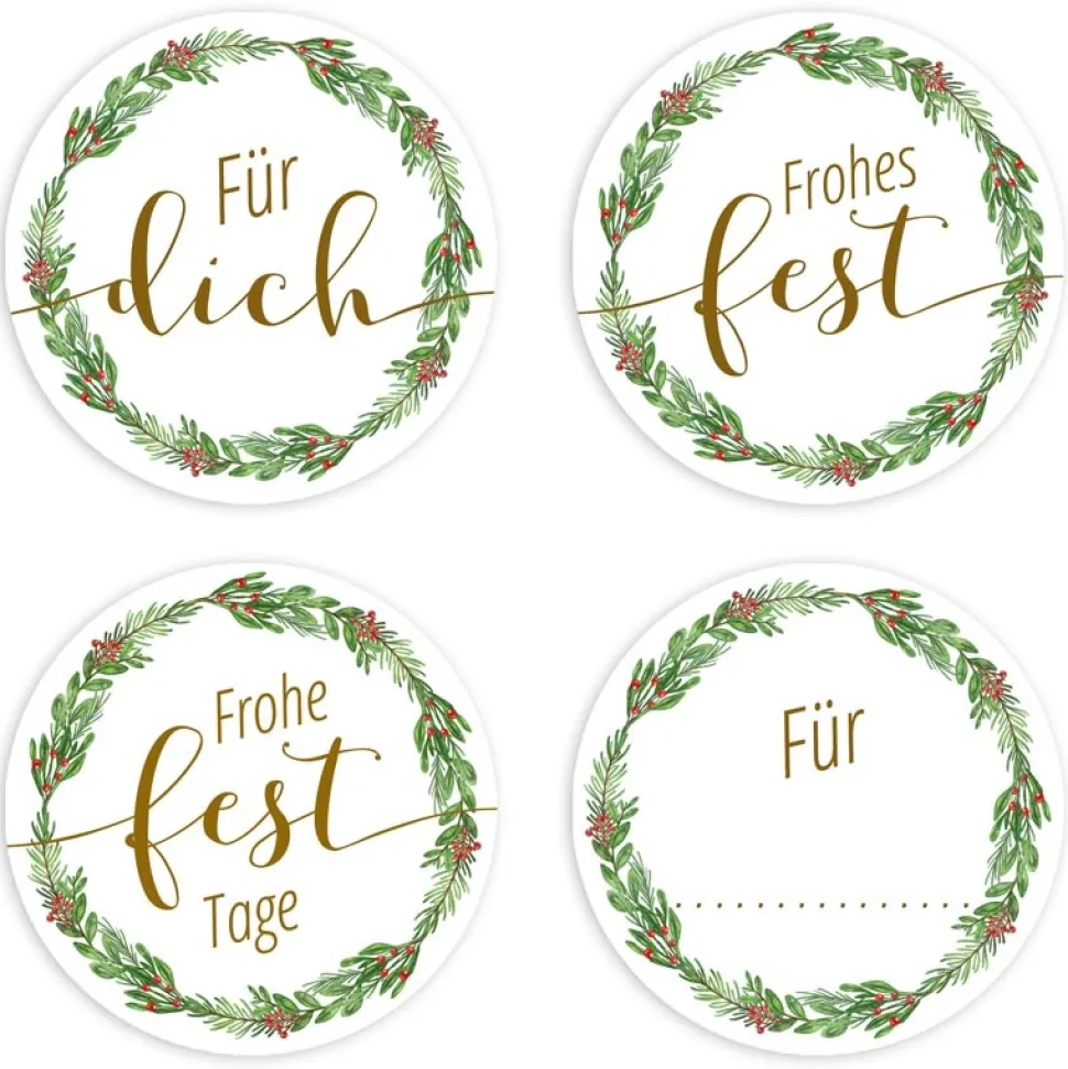 Weihnachtsaufkleber Mistelkranz 48 Stück