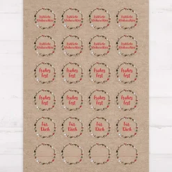 Weihnachtsaufkleber Vintage Kranz 48 Stück