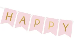 Wimpelgirlande "Happy Birthday" rosa-gold