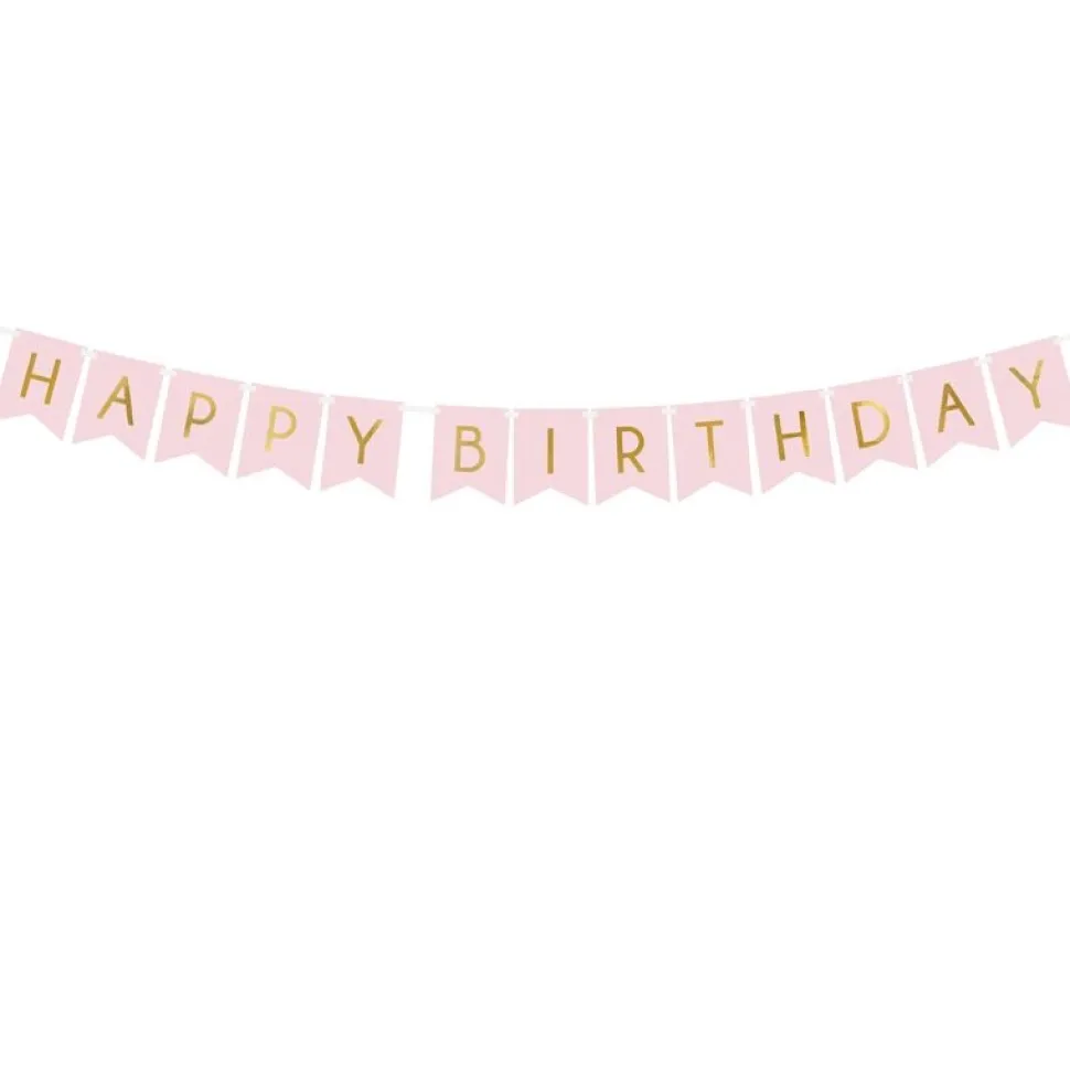 Wimpelgirlande "Happy Birthday" rosa-gold