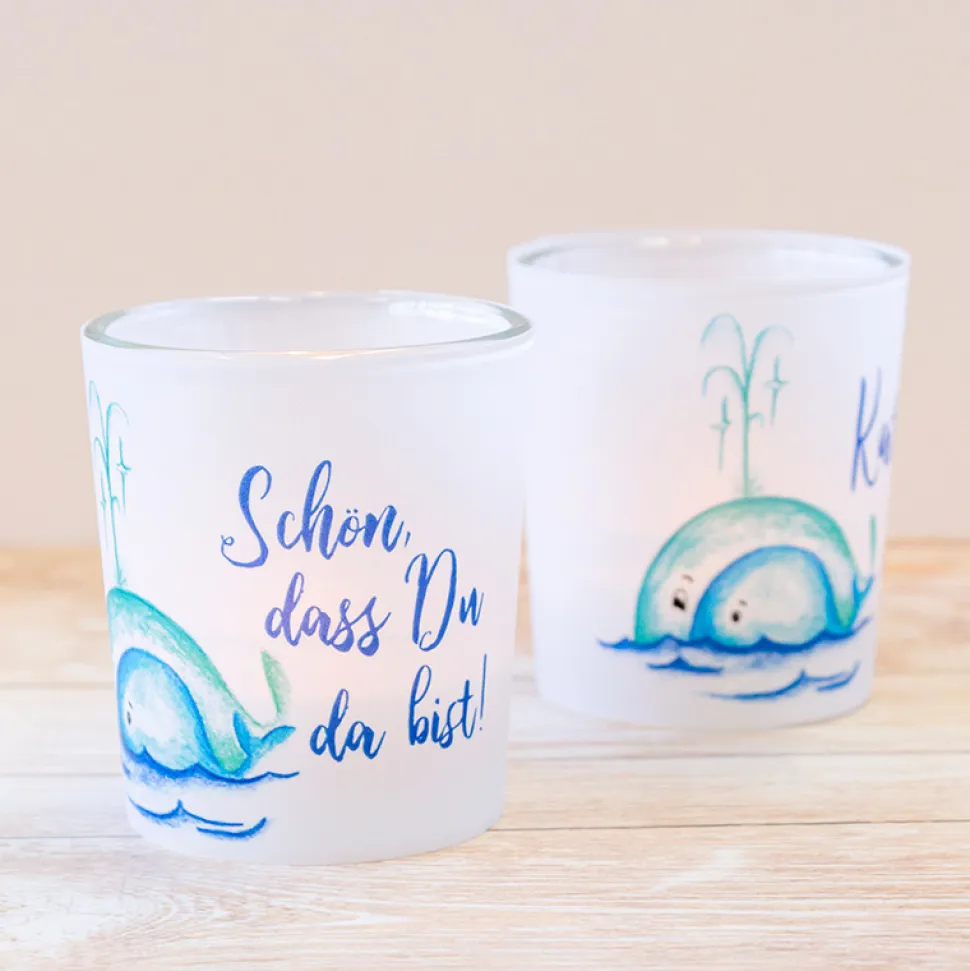 Windlicht Taufe "Wal" inkl. Glas
