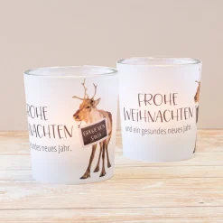 Windlicht Weihnachten Rentier - Give Away mit Foto personalisierbar