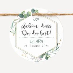 24 x Geschenkanhänger rund "Aquarell Eukalyptus Zweige"