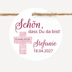 24 x Geschenkanhänger rund Kommunion Mädchen