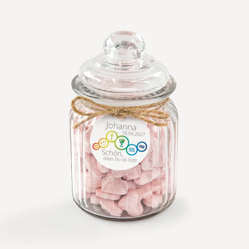 24 x Geschenkanhänger rund "Regenbogen Symbole"