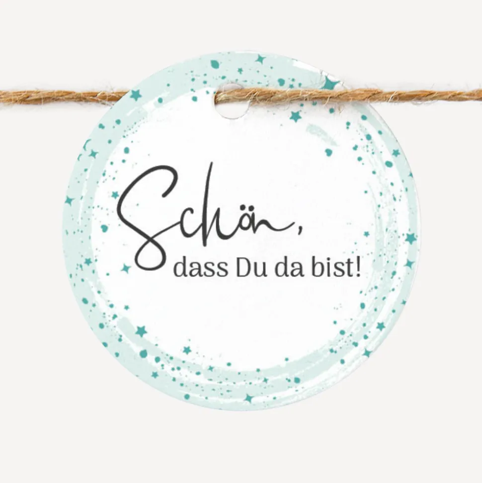 24 x Geschenkanhänger rund "Sterne"