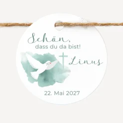 24 x Geschenkanhänger rund "Taube"