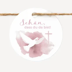 24 x Geschenkanhänger rund "Taube"