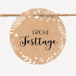 24 x Geschenkanhänger rund Weihnachten geschäftlich "Frohe Weihnachten"