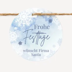 24 x Geschenkanhänger rund Weihnachten geschäftlich "Schneeflocken"