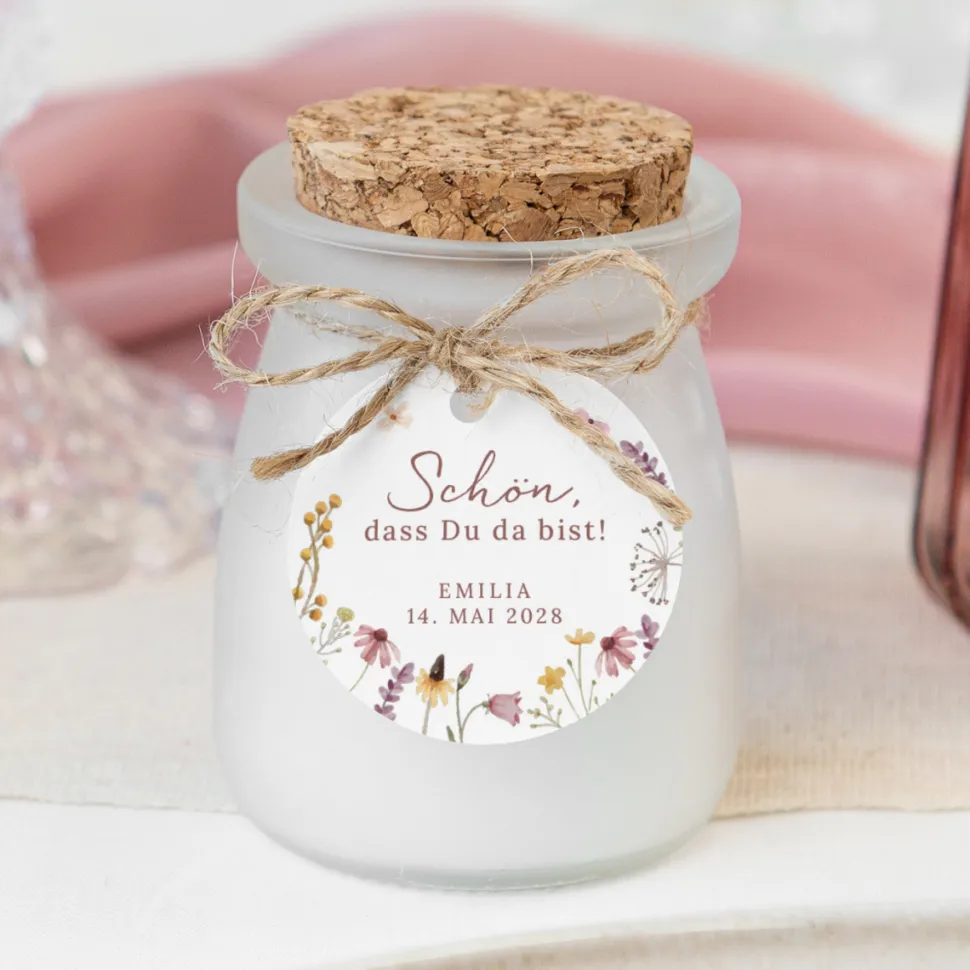 24 x Geschenkanhänger rund "Wildromantische Blüten"