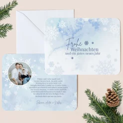 6 x Weihnachtskarte Schneeflocken