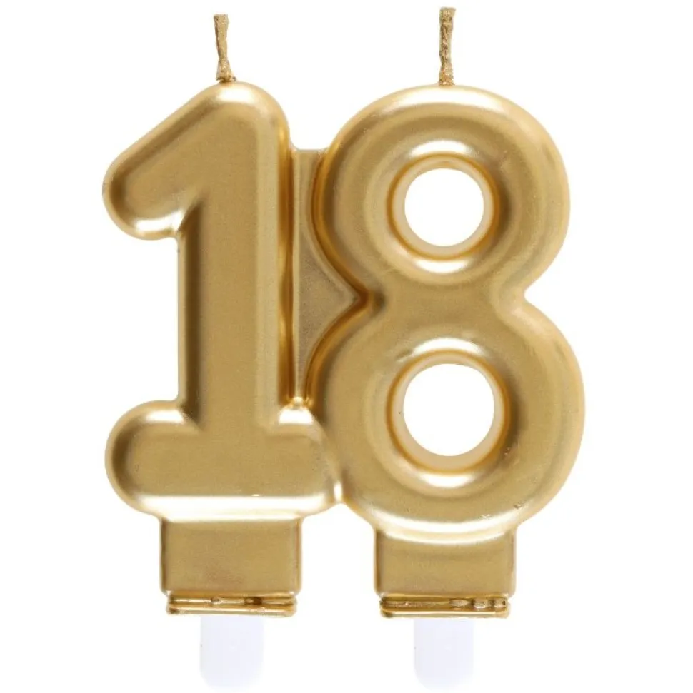 Zahlenkerze "18" gold