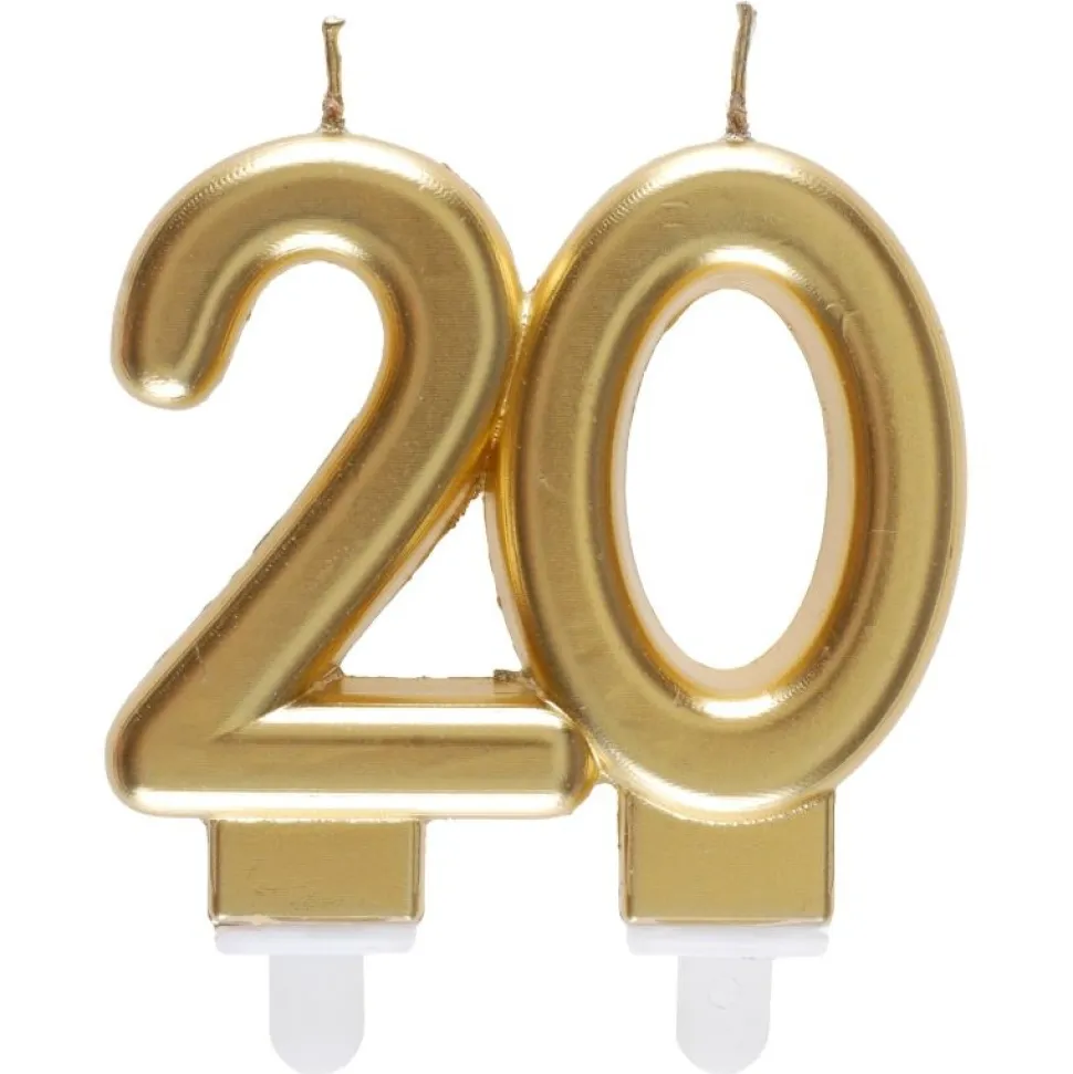 Zahlenkerze "20" gold