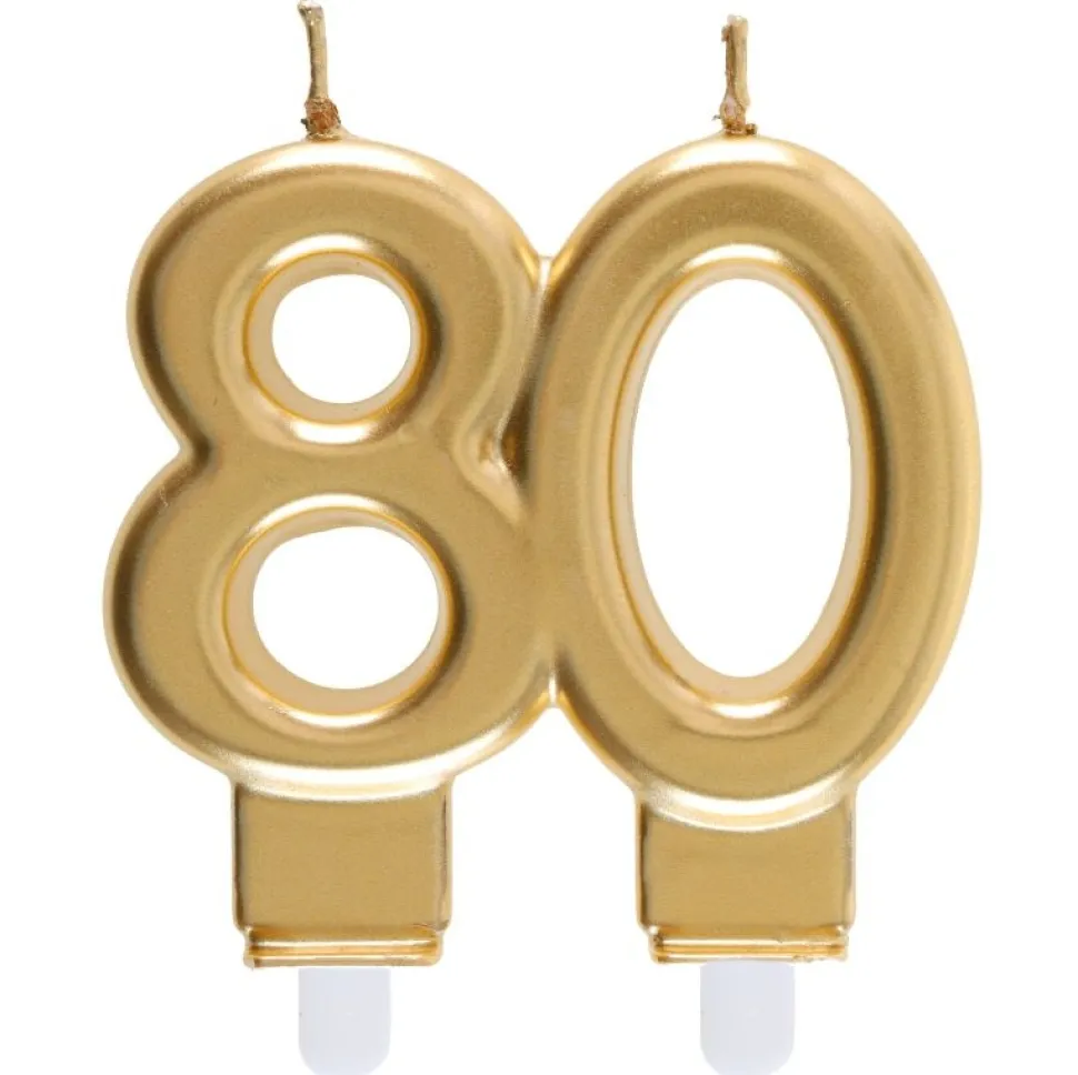 Zahlenkerze "80" gold